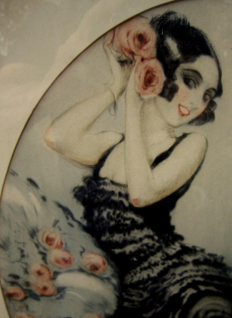 Engraving Litho Aquatint "roses" Simoes Fonseca Art Deco 30-photo-2
