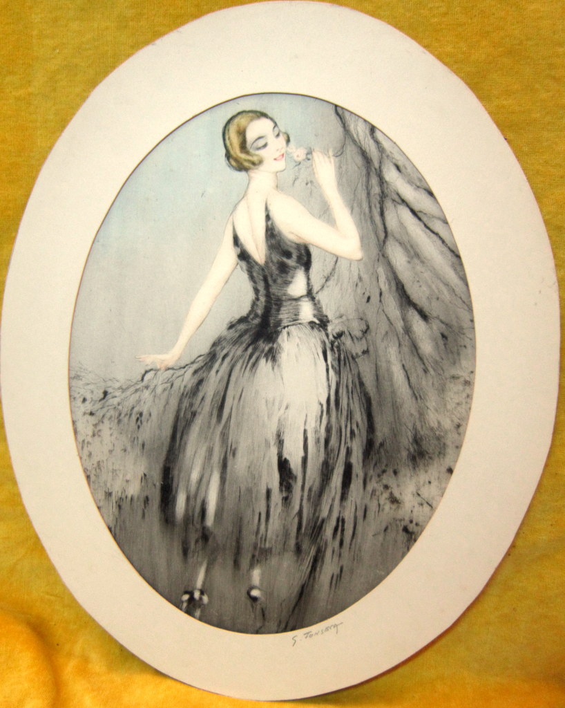 Engraving Litho Aquatint "roses" Simoes Fonseca Art Deco 30-photo-2