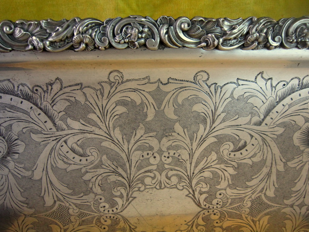 Grand Plateau De Service Gravé Et Haut Relief St Lxv Napoléon III-photo-2