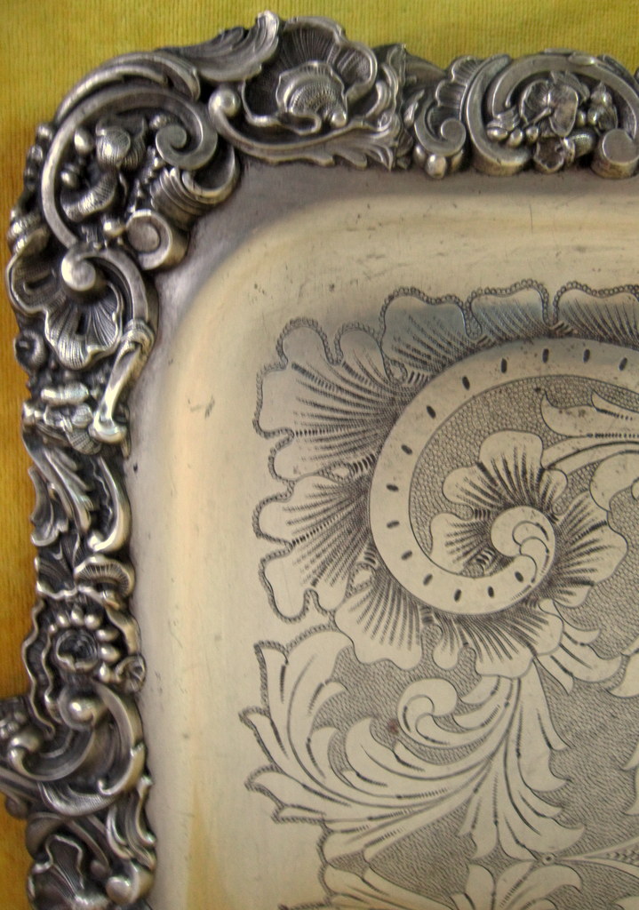 Grand Plateau De Service Gravé Et Haut Relief St Lxv Napoléon III-photo-4