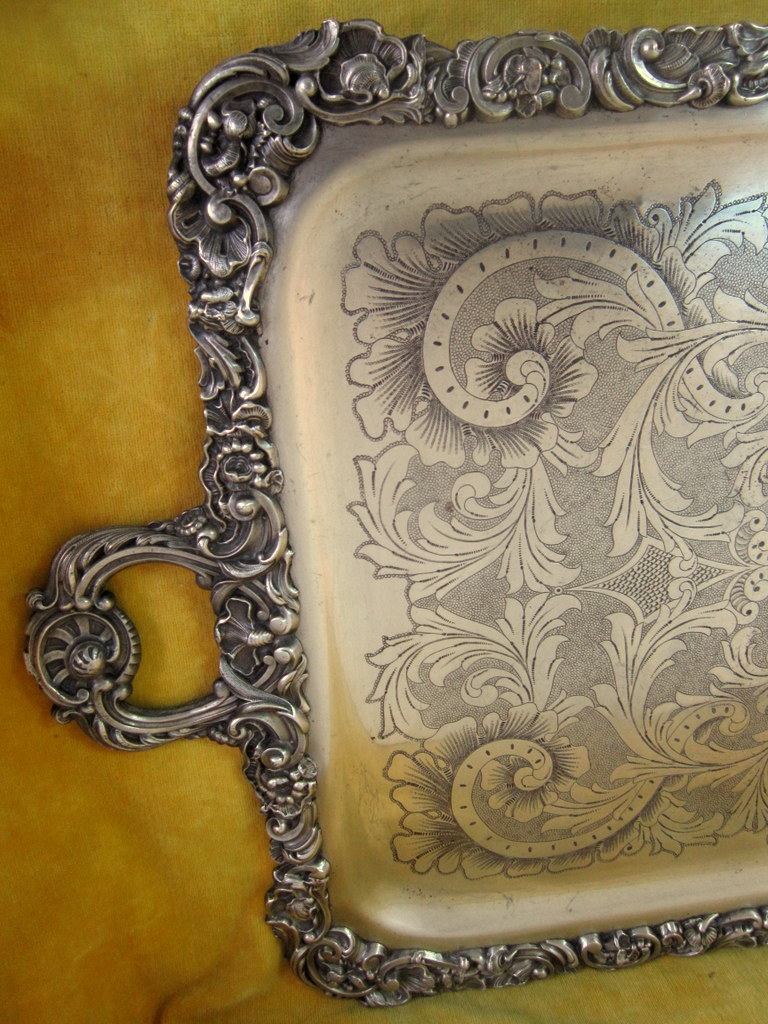 Grand Plateau De Service Gravé Et Haut Relief St Lxv Napoléon III-photo-1
