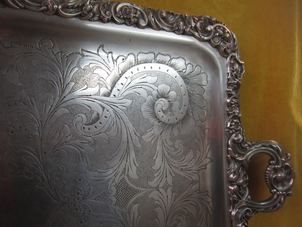 Grand Plateau De Service Gravé Et Haut Relief St Lxv Napoléon III-photo-4