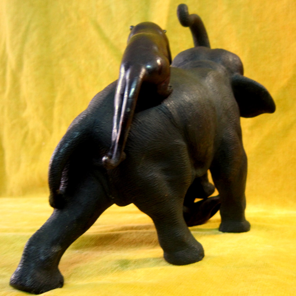 Sculpture d' Eléphant Attaqué Par Deux Tigres Japon Impérial Meiji (1868-1912) -photo-2