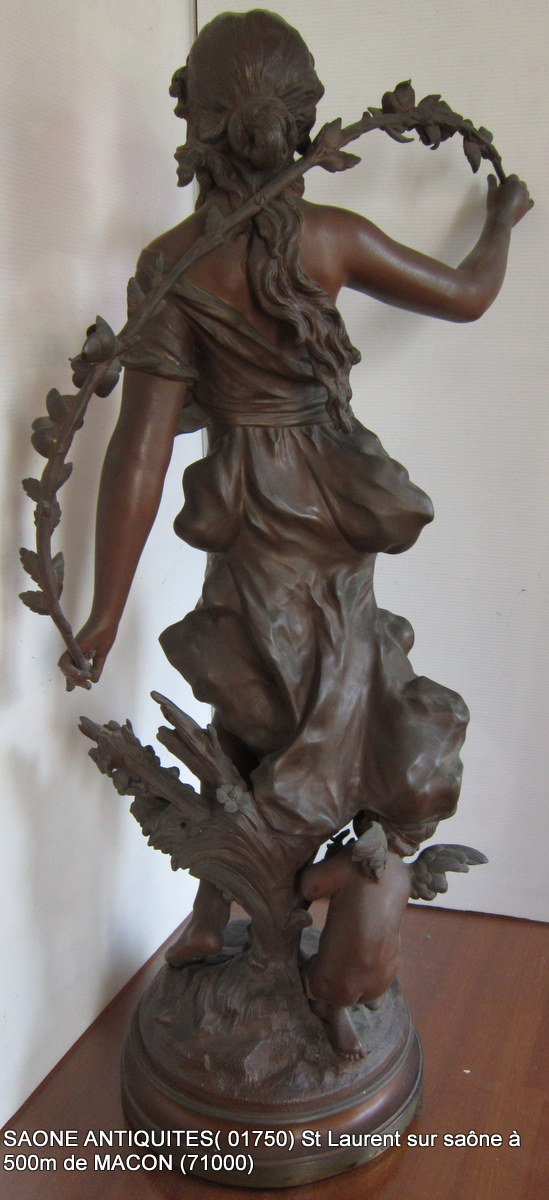 Great Bronze Sculpture By Auguste Moreau In Spring With Love-photo-1