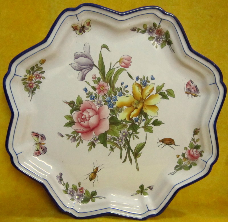 Large Flat Polylobé Artistic Faience Charolles Molin