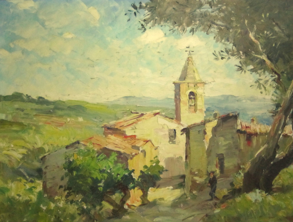 Village Corse Huile Sur Toile Peintre Corse Tony CARDELLA (1898-1976) cadre Montparnasse-photo-2