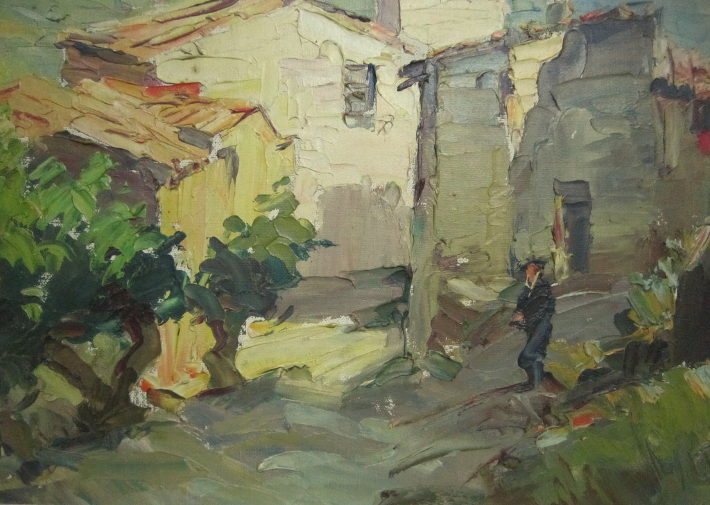 Village Corse Huile Sur Toile Peintre Corse Tony CARDELLA (1898-1976) cadre Montparnasse-photo-3