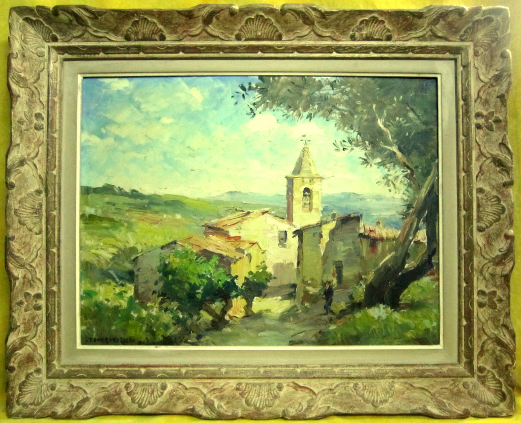 Village Corse Huile Sur Toile Peintre Corse Tony CARDELLA (1898-1976) cadre Montparnasse-photo-1