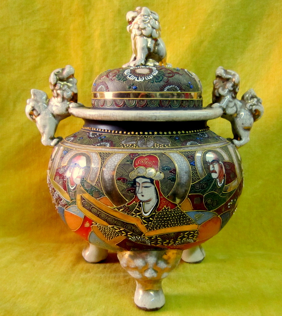 Brûle Parfum Faience Satsuma Geisha Samouraï Japon Impériale 19éme-photo-2