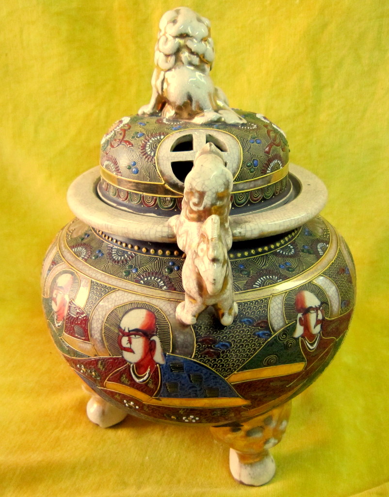 Brûle Parfum Faience Satsuma Geisha Samouraï Japon Impériale 19éme-photo-3