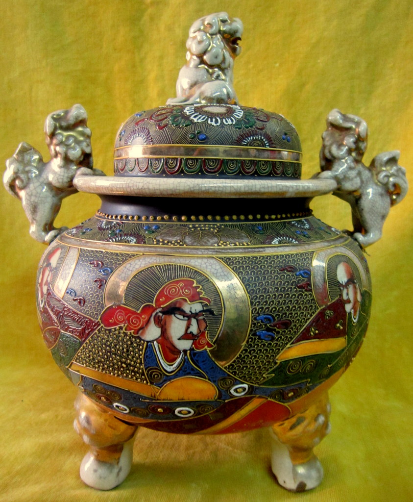 Brûle Parfum Faience Satsuma Geisha Samouraï Japon Impériale 19éme-photo-4