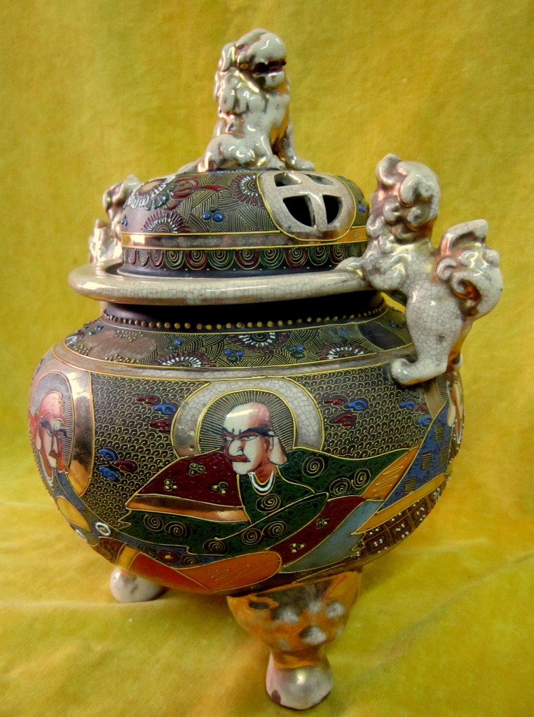 Brûle Parfum Faience Satsuma Geisha Samouraï Japon Impériale 19éme-photo-2