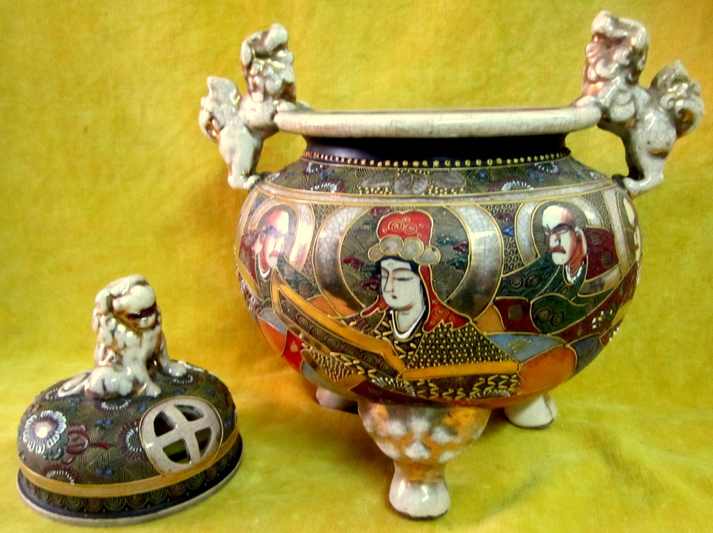 Brûle Parfum Faience Satsuma Geisha Samouraï Japon Impériale 19éme-photo-6
