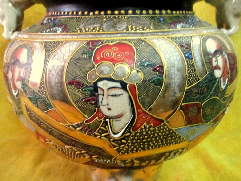 Brûle Parfum Faience Satsuma Geisha Samouraï Japon Impériale 19éme-photo-7