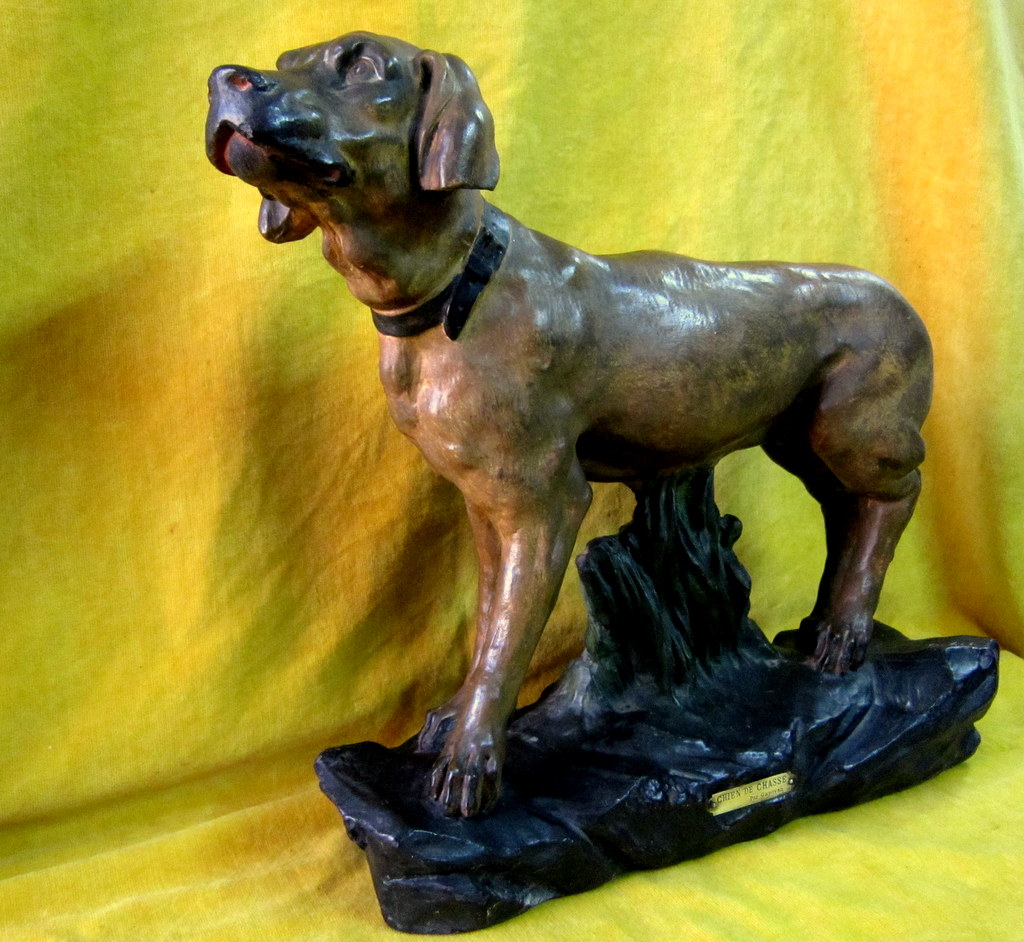Hunting Dog By Capovan Large Patinated Plaster -photo-2