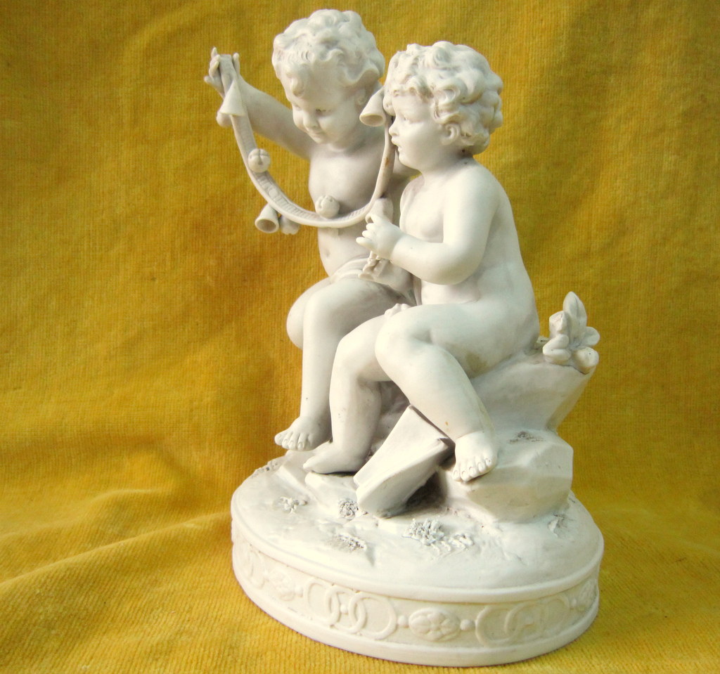 Biscuit Putti Angelot Musician In The Taste Of Falconet 18th-photo-3