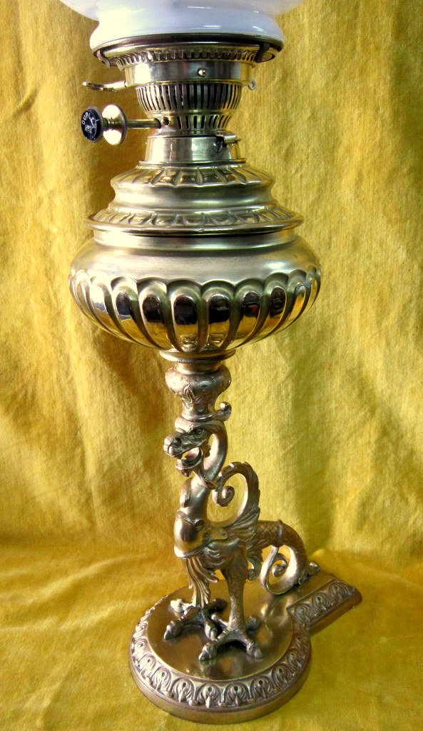 Grande Lampe à Pétrole Dragon Bronze Doré St Renaissance  Napoléon III 19éme-photo-2