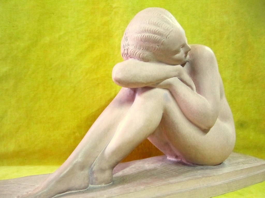 Terra Cotta Naked Feminine Art Deco 30 Neoclassical School Sculpture Amedeo Gennarelli (1881-1945)-photo-4