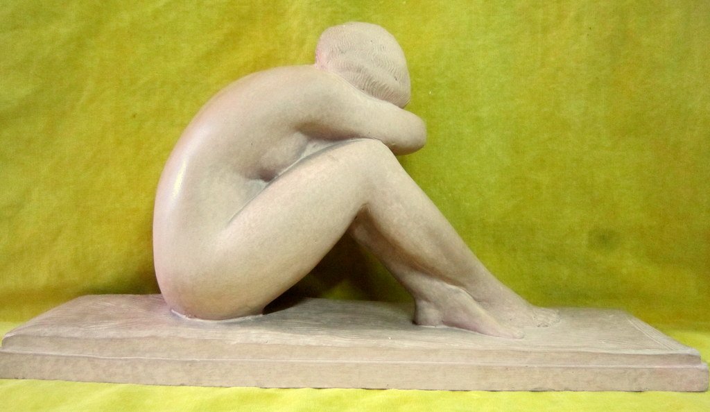 Terra Cotta Naked Feminine Art Deco 30 Neoclassical School Sculpture Amedeo Gennarelli (1881-1945)-photo-1