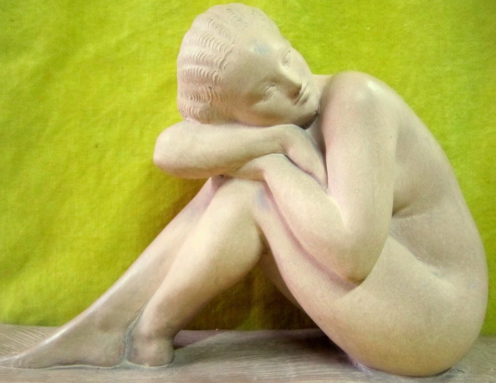 Terra Cotta Naked Feminine Art Deco 30 Neoclassical School Sculpture Amedeo Gennarelli (1881-1945)