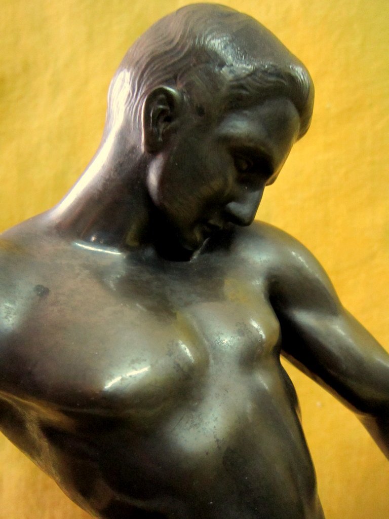 Grande Sculpture Art Deco 1930 Homme Et Antilope S'affrontant Kovats Zoltan (1885-1952)-photo-8