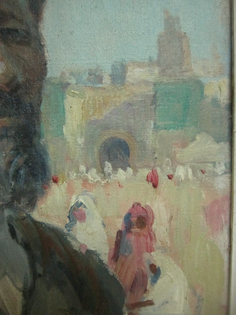 Orientalist Oil Portrait H.j. Pontoy (1888/1968) North Africa Man With Turban  -photo-2