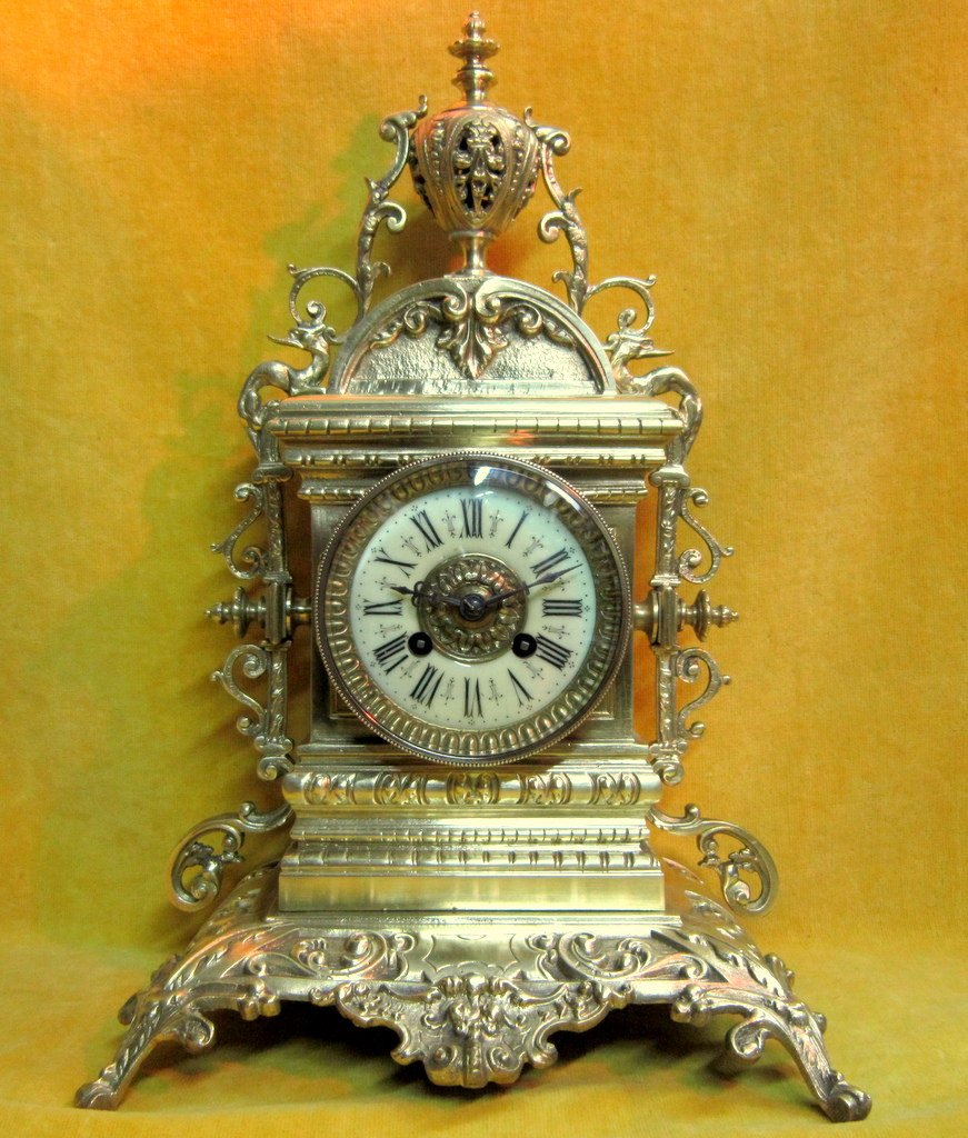 Pendule Bronze Doré St Renaissance Napoleon III 19éme S.Marty médaille de Bronze 1850-1880
