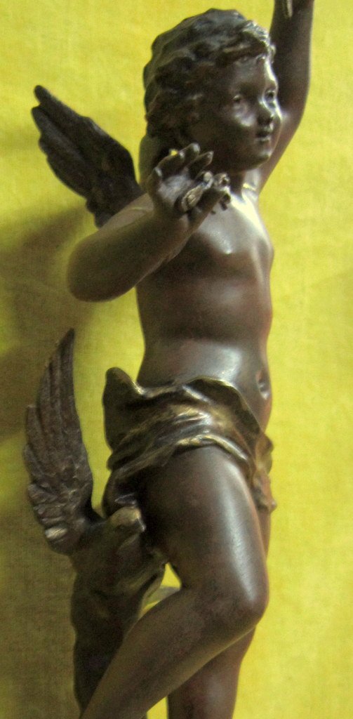 Pendulum '' 1900 '' Allegory Of The Spring Cherub '' Sunny Days '' By E.rancoulet (1842-1915?)-photo-3