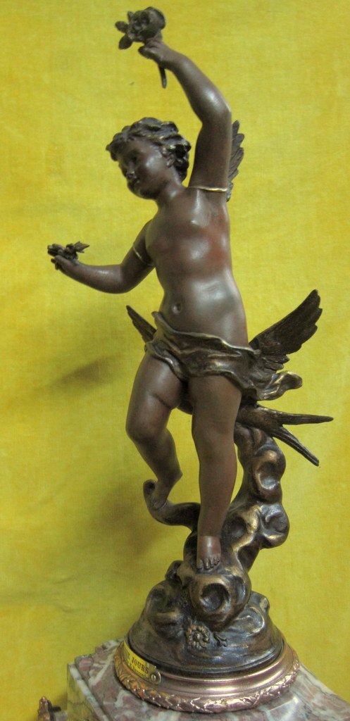 Pendulum '' 1900 '' Allegory Of The Spring Cherub '' Sunny Days '' By E.rancoulet (1842-1915?)-photo-6