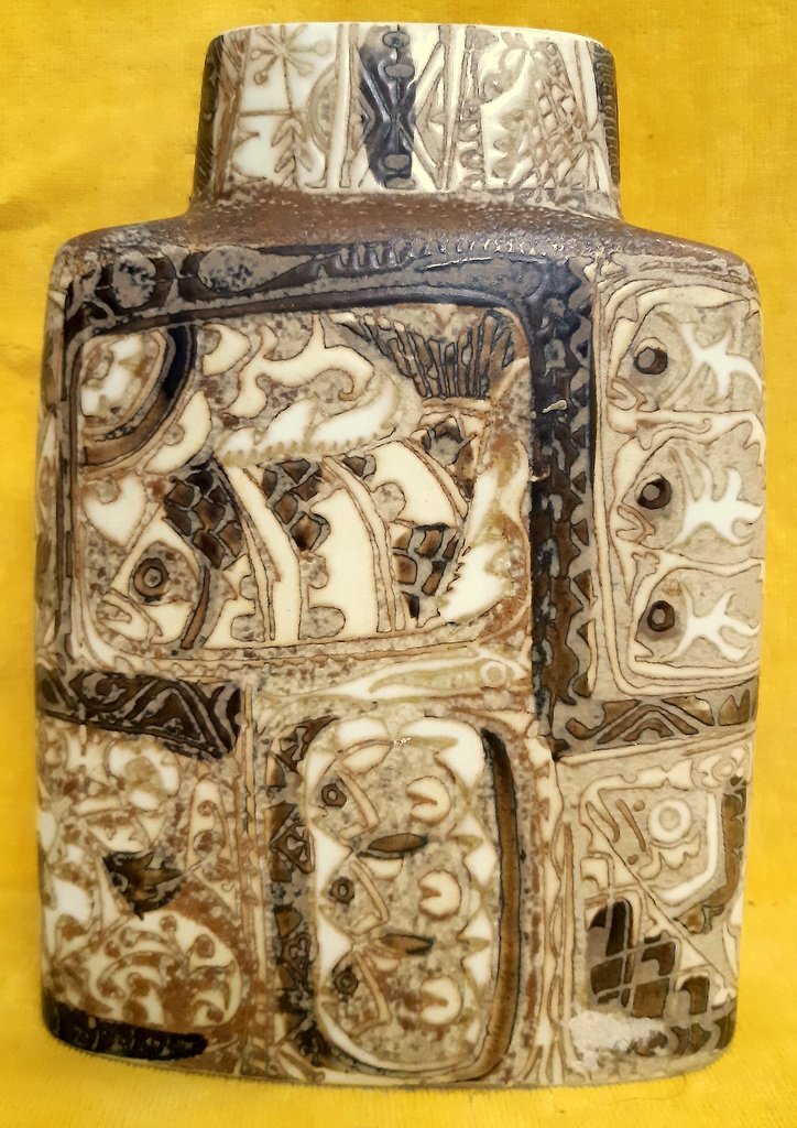 Scandinavian Ceramic Bouquetiere Bottle Vase `` Baca '' 1964 From Nils Thorsson (1898-1977)