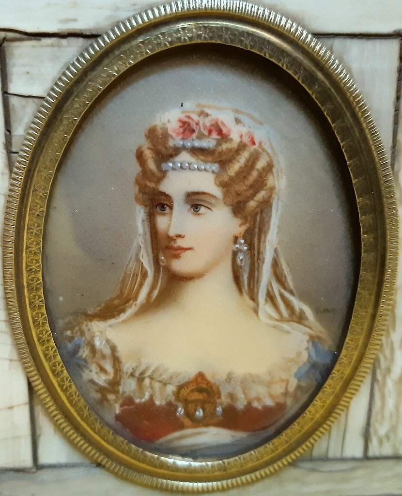 Miniature Portrait Mc De Bourbon -siciles Duchesse De Berry After R.lefevre (1755-1830) -photo-2
