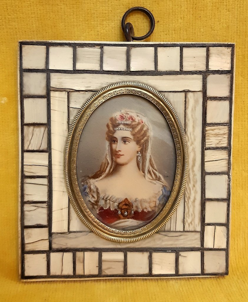 Portrait miniature M.C. de BOURBON -SICILES  Duchesse de BERRY d’après R.LEFEVRE(1755-1830)