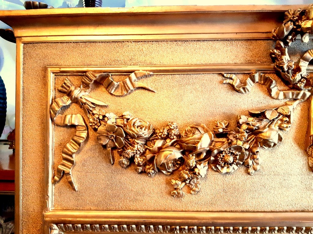 Trumeau Grande Glace Mirror With Pediment St Lxvi Gilded Napoleon III 19th.-photo-3