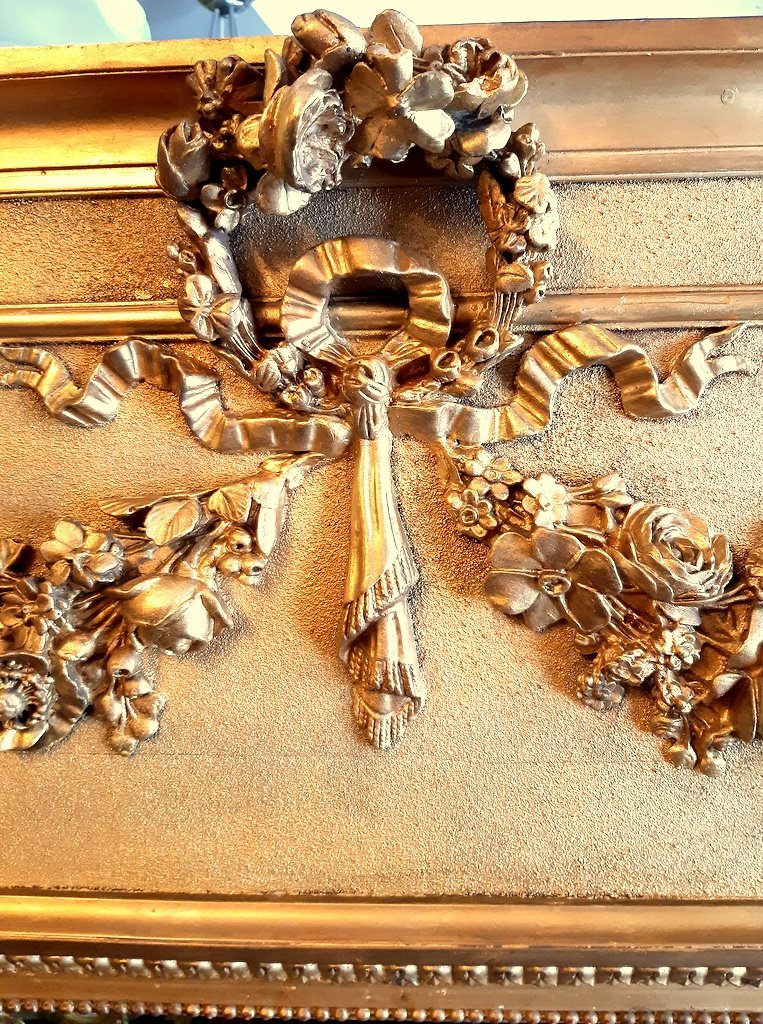 Trumeau Grande Glace Mirror With Pediment St Lxvi Gilded Napoleon III 19th.-photo-4