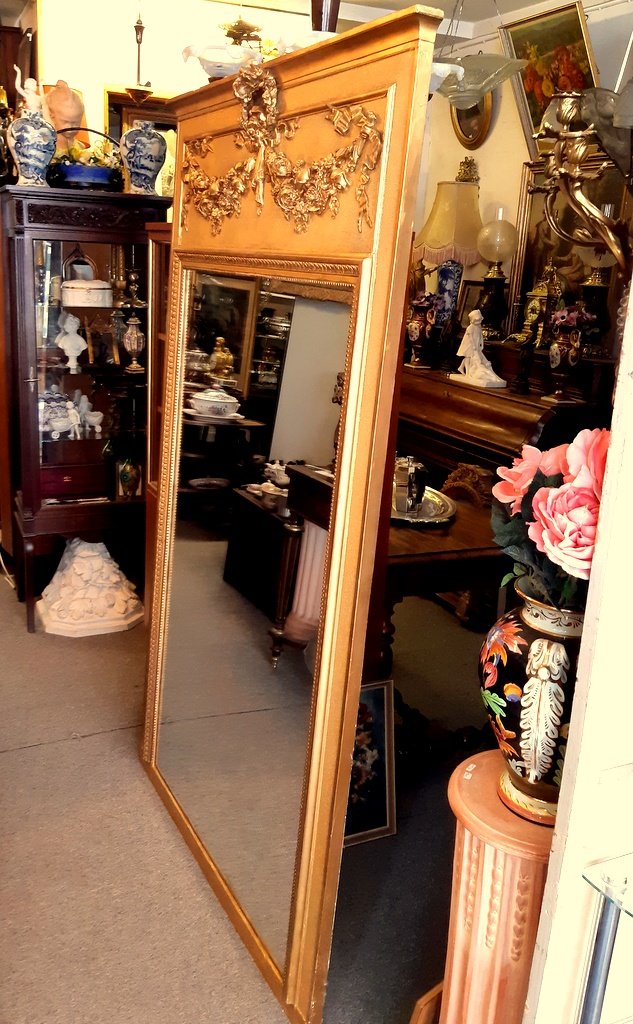 Trumeau Grande Glace Mirror With Pediment St Lxvi Gilded Napoleon III 19th.-photo-5