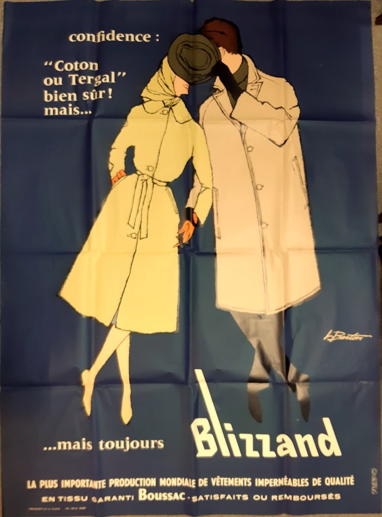 Affiche publicité 1960 textile BLIZZAND Boussac dessin L.BARTON