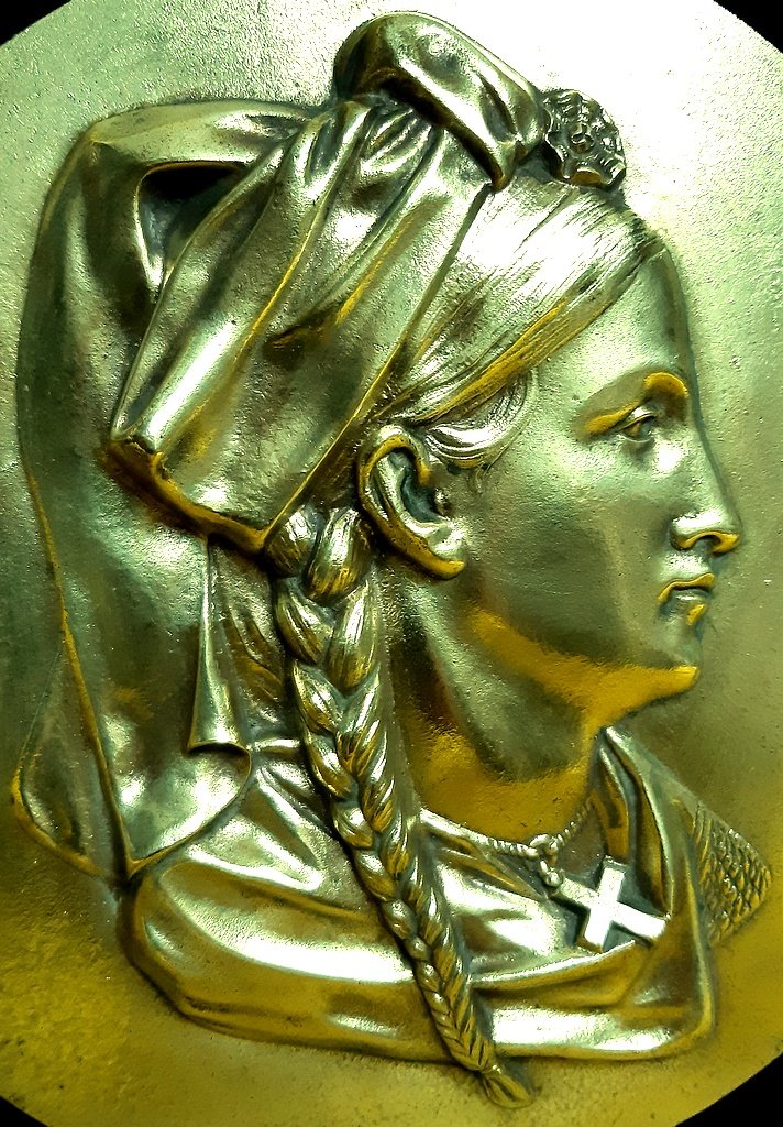 Paire De Grand Médaillon Plaque L’alsace Et La Lorraine  Bronze Doré Après L’annexion De 1871-photo-4