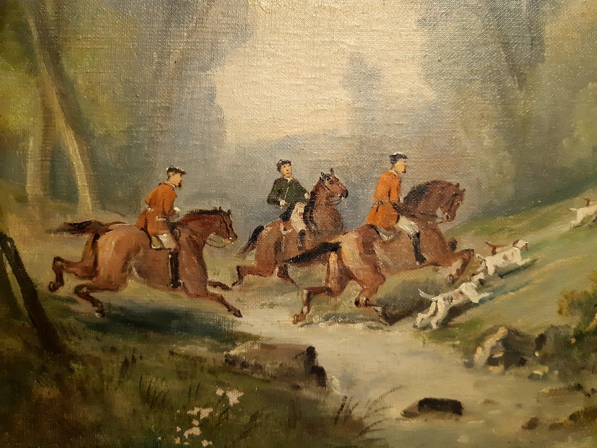 The Duck Hunting In A Boat Painted By The Painter Valmont Early 20th-photo-5