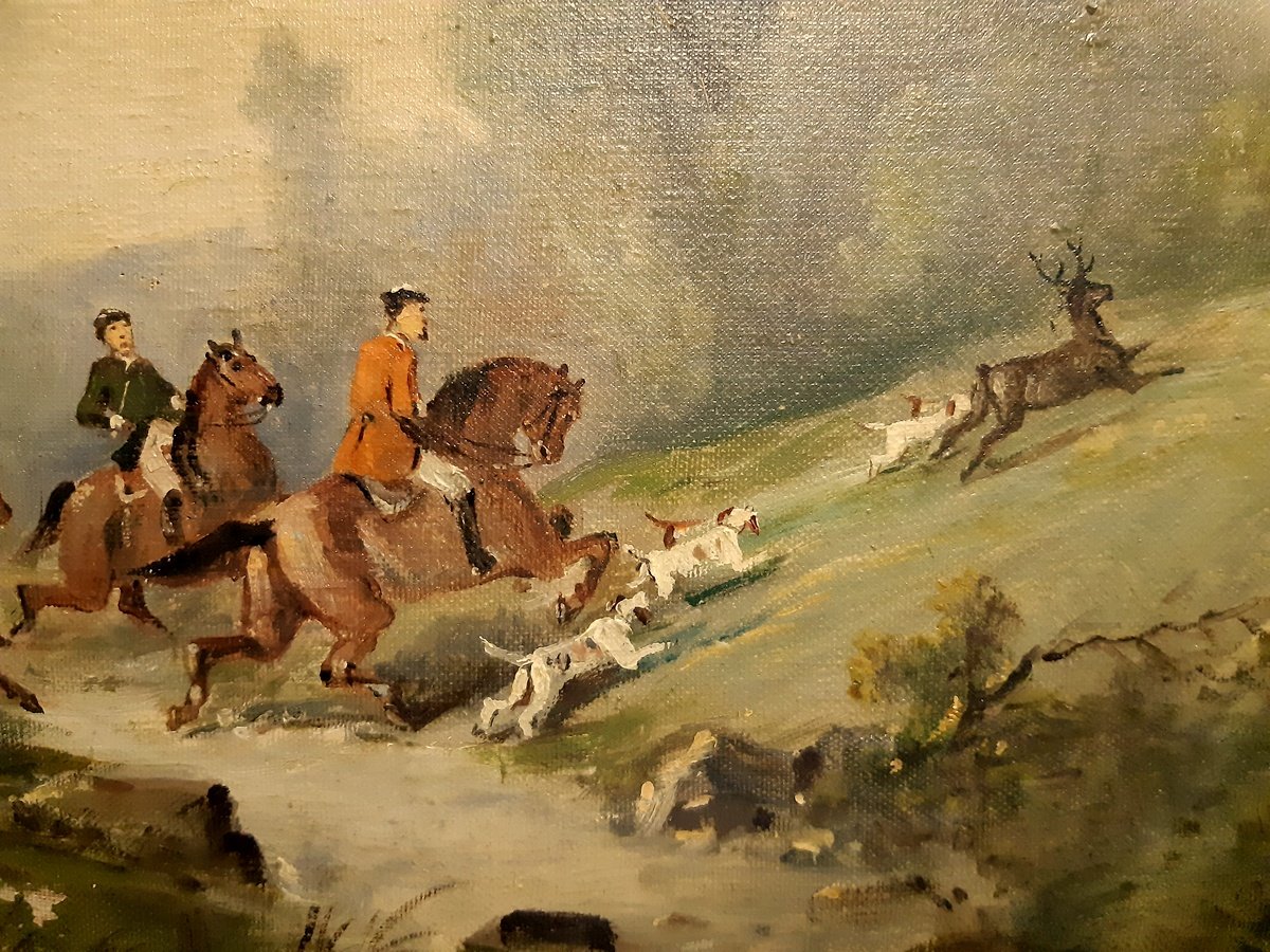 The Duck Hunting In A Boat Painted By The Painter Valmont Early 20th-photo-6