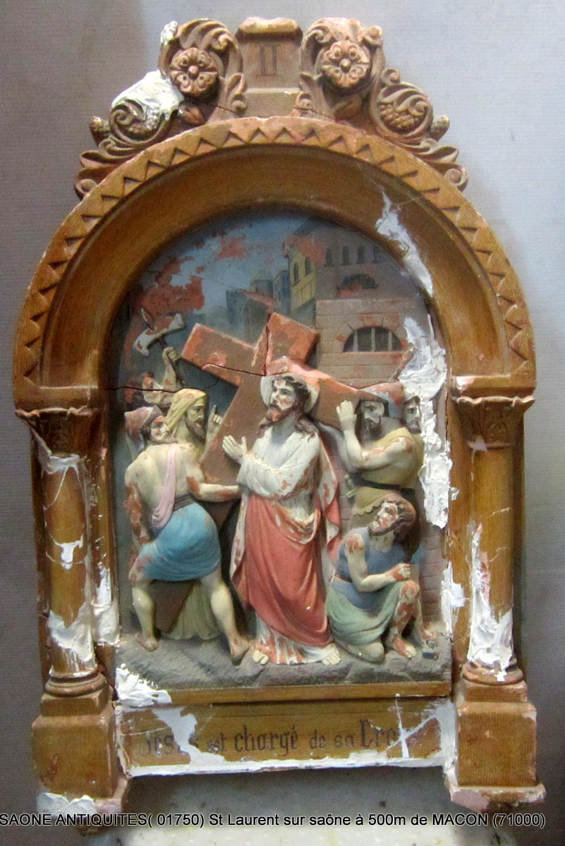 Chemin De Croix 11 Eléments En Terre Cuite  19éme-photo-3