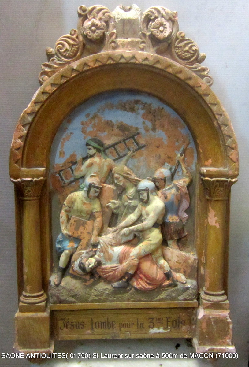 Chemin De Croix 11 Eléments En Terre Cuite  19éme-photo-4