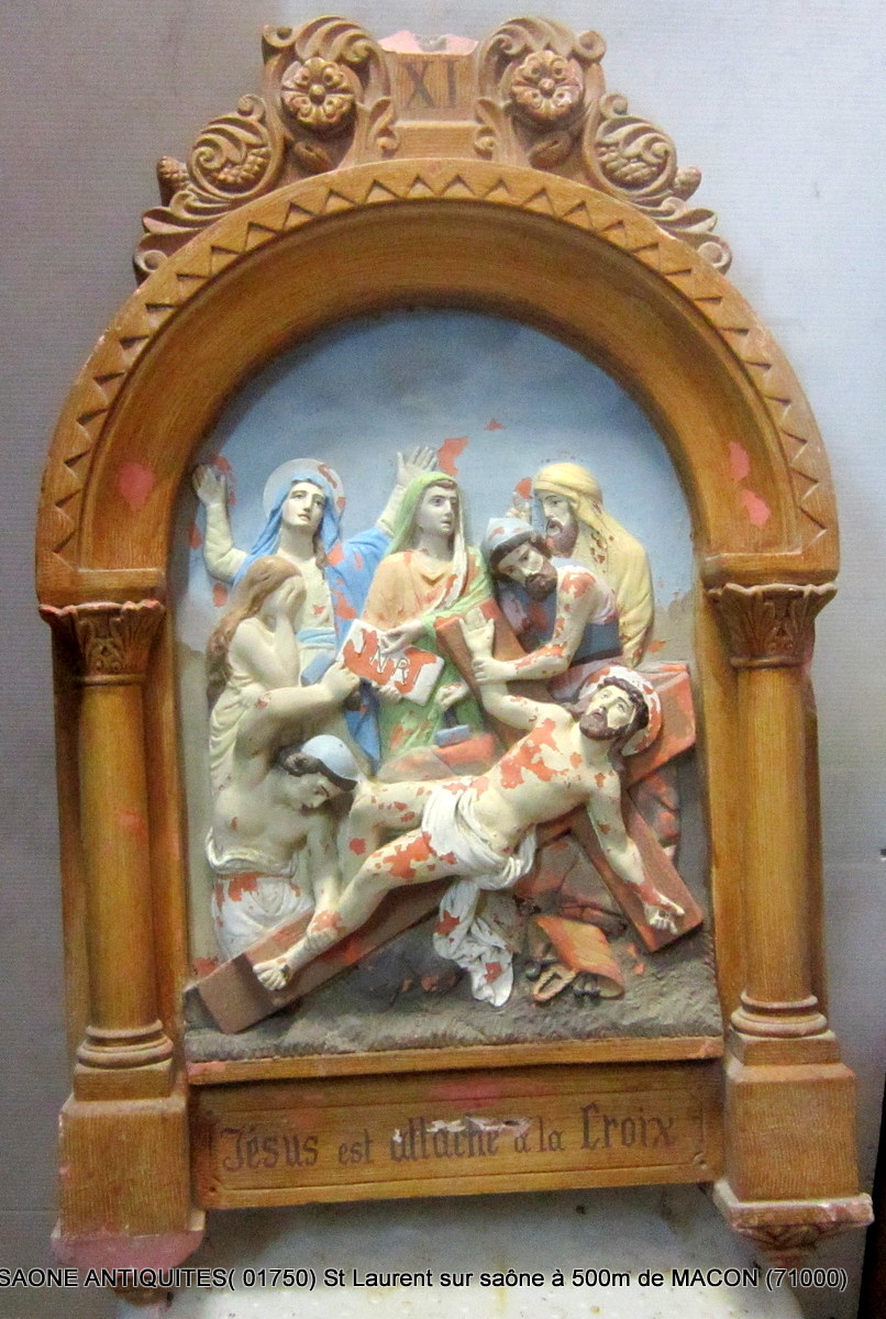 Chemin De Croix 11 Eléments En Terre Cuite  19éme-photo-6