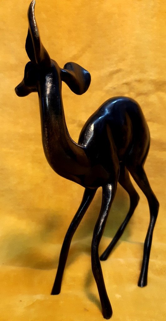 Bronze Biche En Alerte Patine Vert Antique Art Déco 30 Roah Schorr (1901-1991)-photo-4