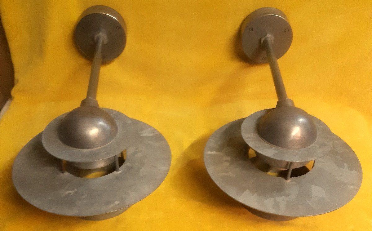 Pair Large Wall Lamp Louis Poulsen By Jens Møller-jensen Vintage Danish Design 60  .-photo-2