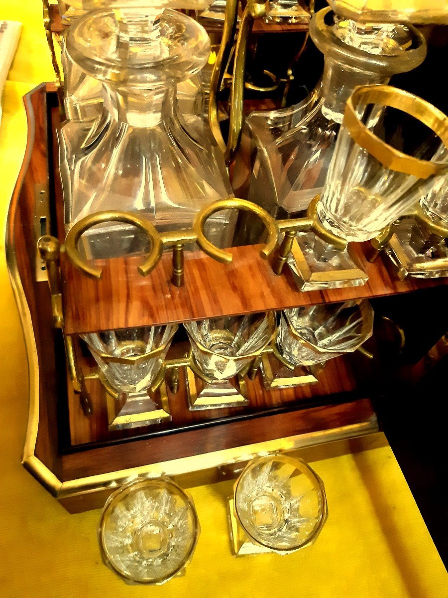 Cellar Curved Liquor Box Rosewood Engraved Brass Filet Style Lxv Napoleon III-photo-8