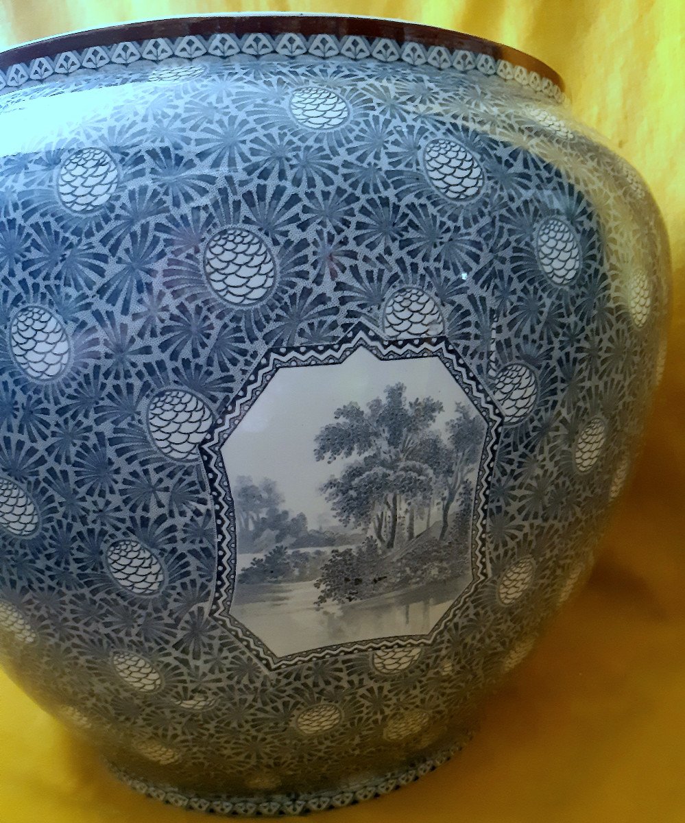 Grand Cache Pot Sarreguemines Art Déco 1930 