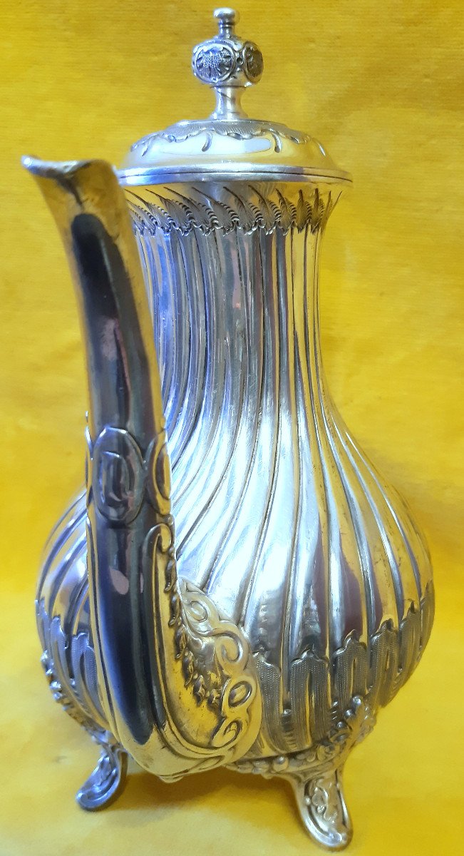Scheffield Coffee Pot Teapot Silver Metal Hallmark St Lxv 19th-photo-4