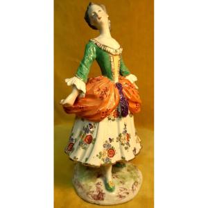 Large Subject In Saxony Meissen Porcelain Female Dancer 18th Style By Capanini