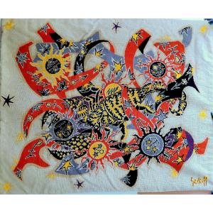 Grekoff Elie "the Scorpion" Tapestry Canvas After Aubusson 1960-1970