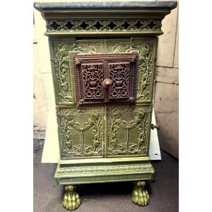 Sarreguemines Earthenware Stove Art Nouveau Thistle Decor 1900 Decoration Or Use  